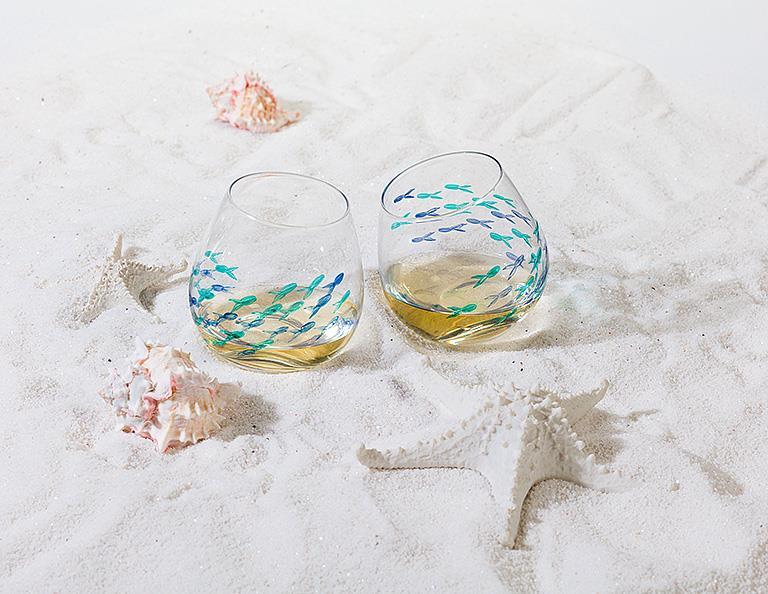 Cut Fish Stemless Wine Glass