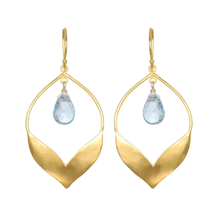 Transformed by Compassion Lotus Blue Topaz Earrings