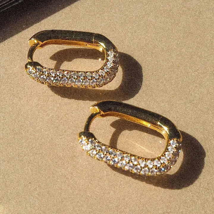 Pave Chain Link Huggies
