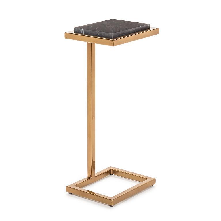 Satin Brass Black Marble Table