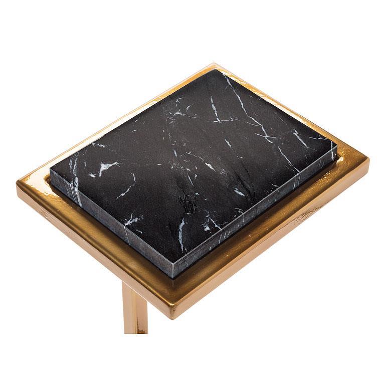 Satin Brass Black Marble Table