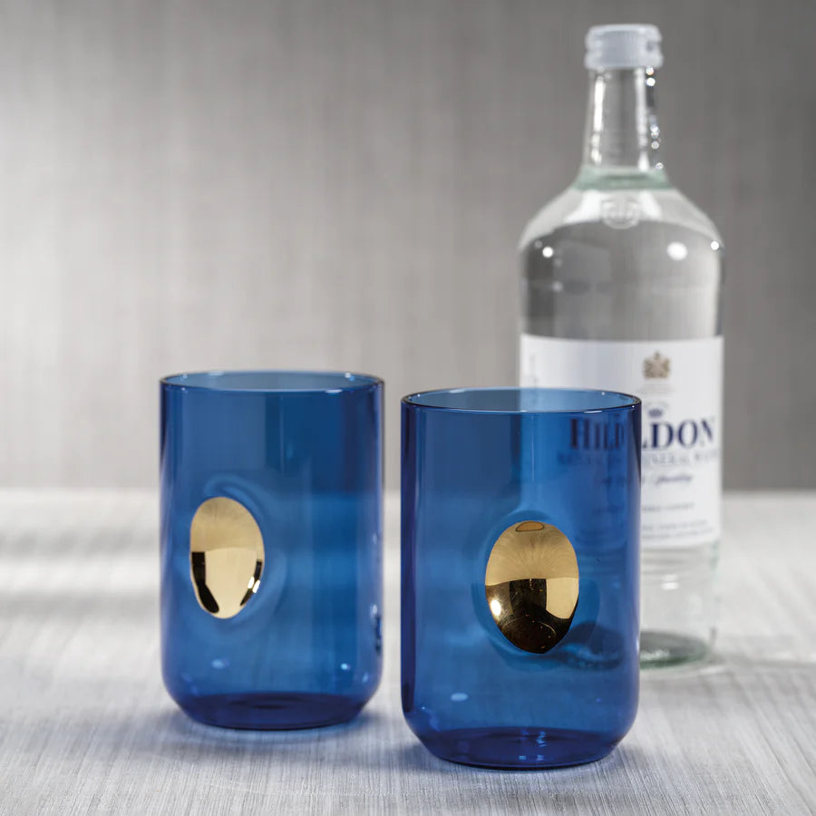 Cobalt Blue Aperitivo Tumbler with Gold Accent
