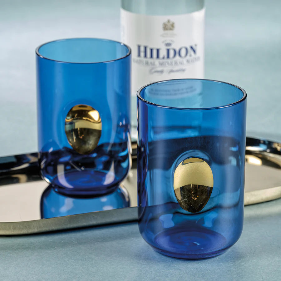 Cobalt Blue Aperitivo Tumbler with Gold Accent