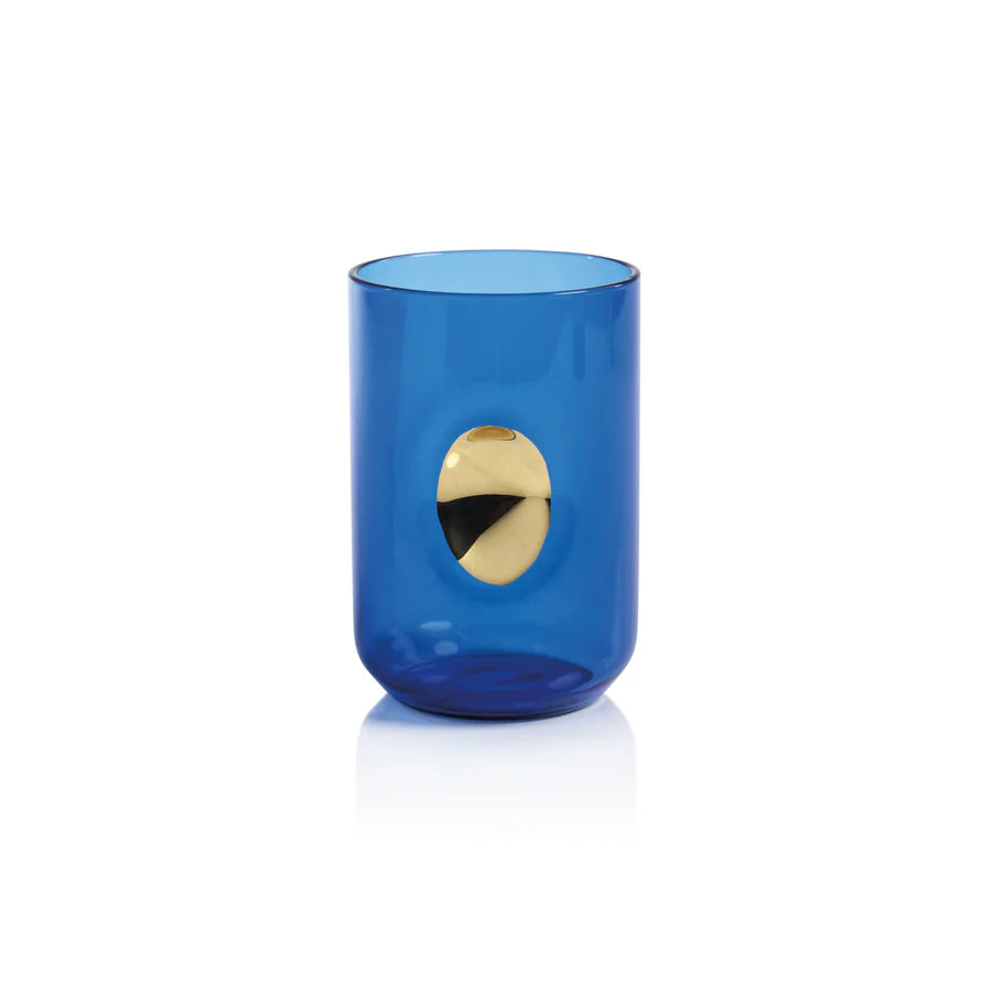 Cobalt Blue Aperitivo Tumbler with Gold Accent