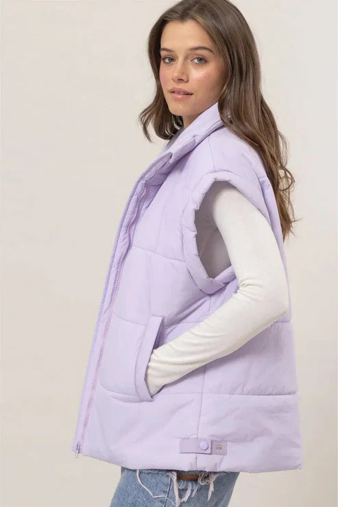 Lavender Quilted Puffer Vest