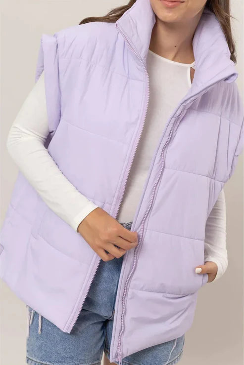 Lavender Quilted Puffer Vest