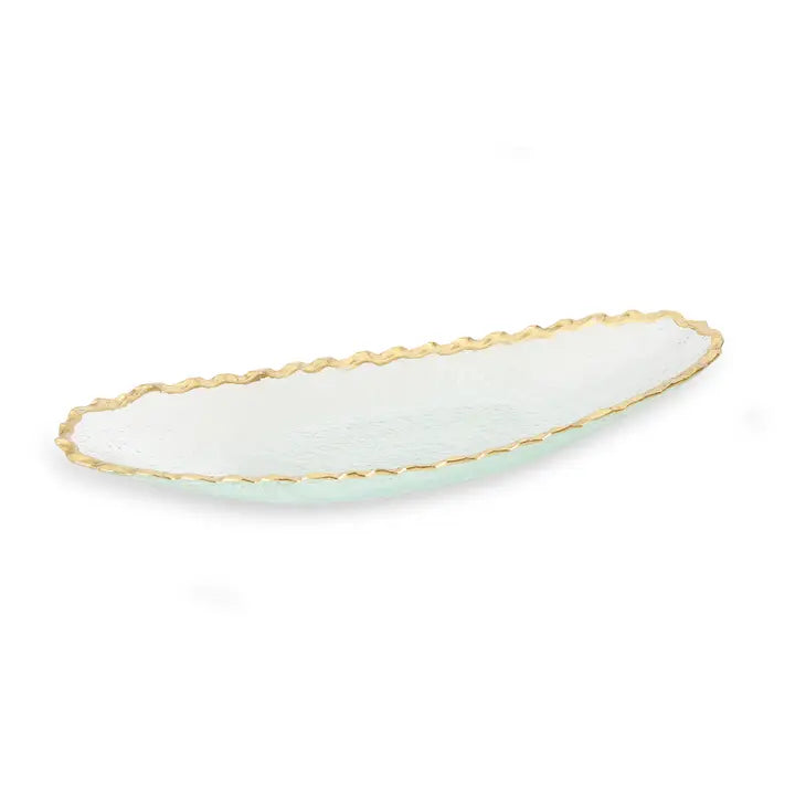 Glass Oval Tray w. Gold Edge