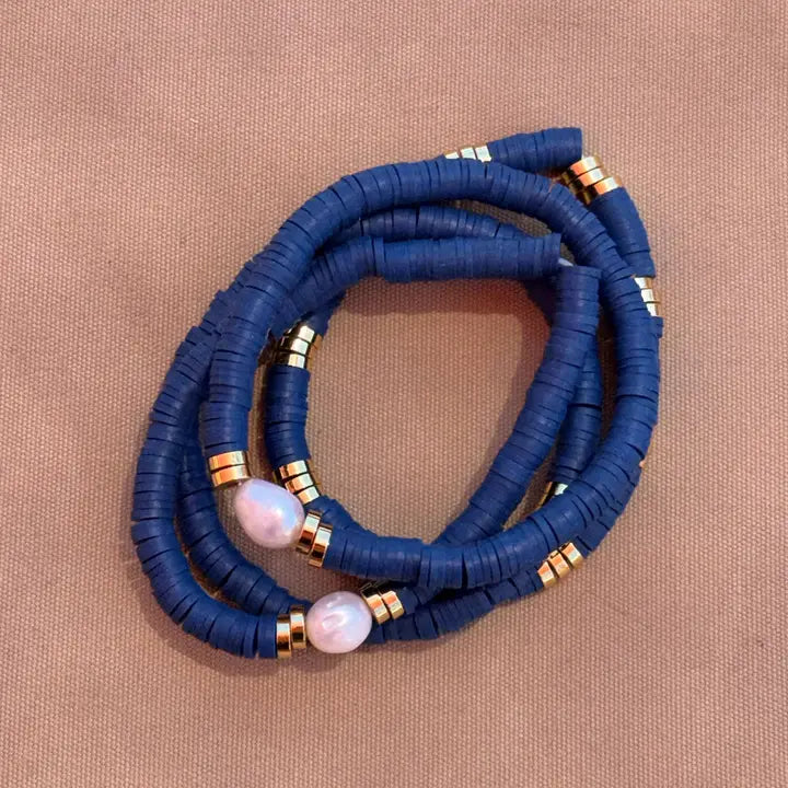 The Seville Pearl Bracelet Set- Navy