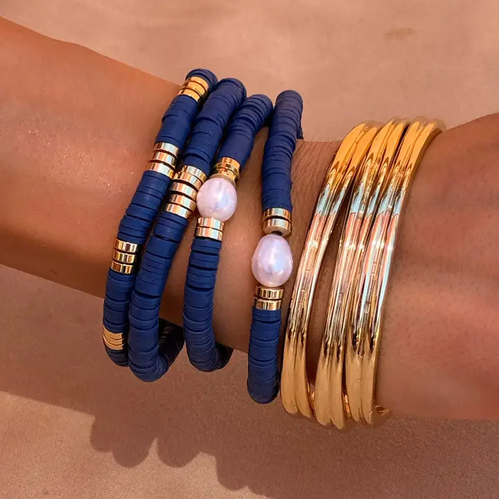 The Seville Pearl Bracelet Set- Navy