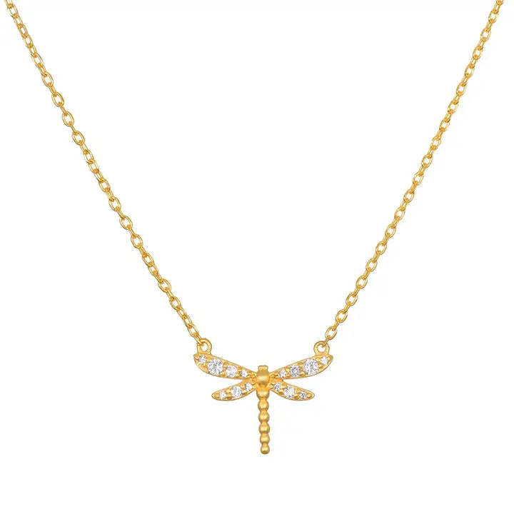 Transforming Spirit White Topaz Dragonfly Necklace