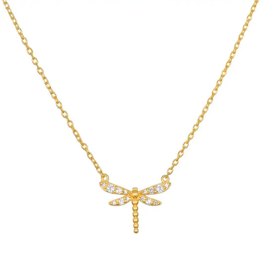 Transforming Spirit White Topaz Dragonfly Necklace