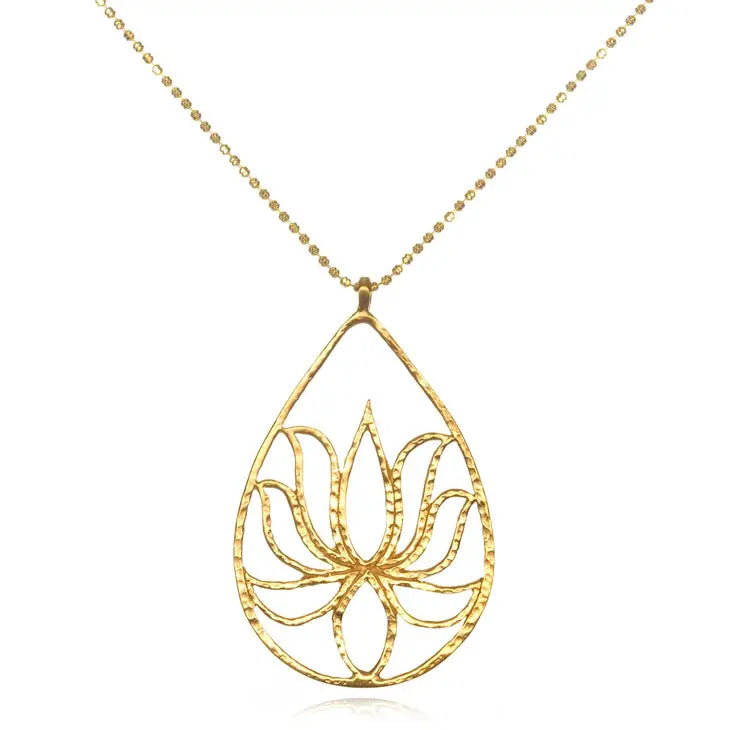 Teardrop Lotus Gold Necklace