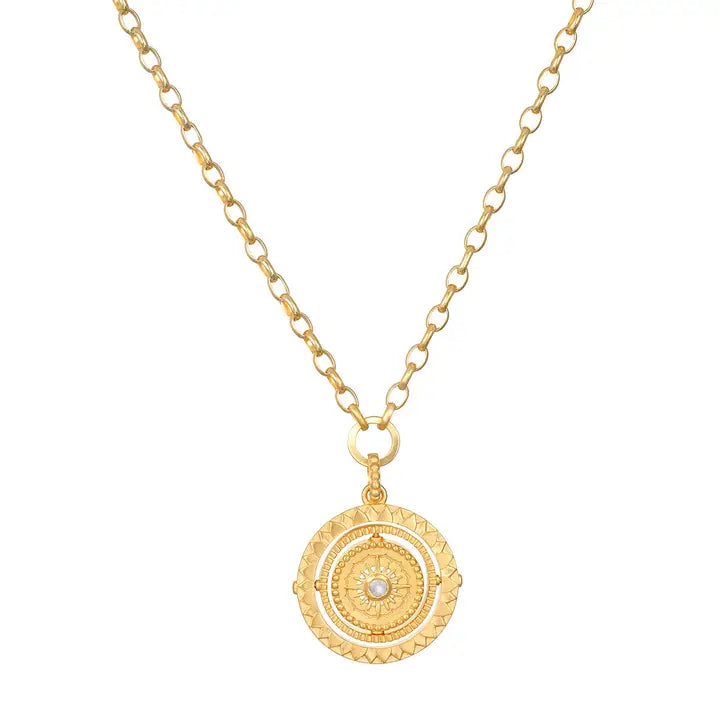 Infinite Devotion White Topaz Spinner Mandala Necklace