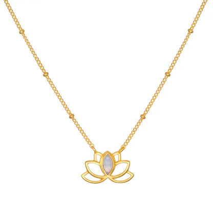 Cultivate Intuition Lotus Moonstone Necklace