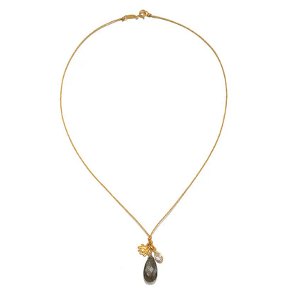 Awakened Intuition Labradorite Lotus Charm Cord Necklace