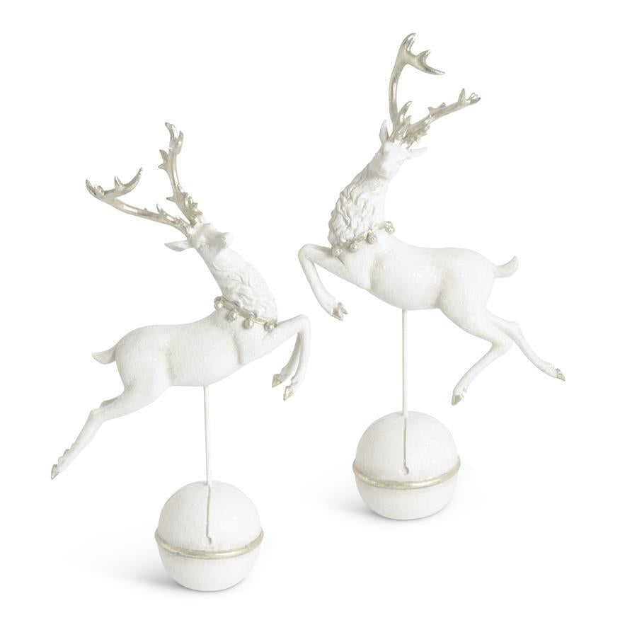 White Glitter Prancing Reindeer on Spin