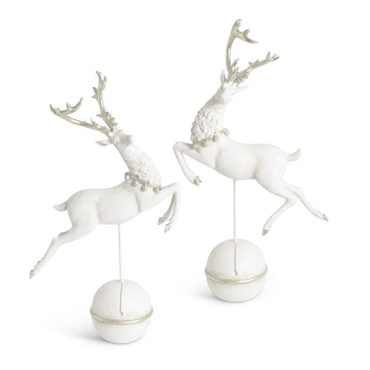 White Glitter Prancing Reindeer on Spin