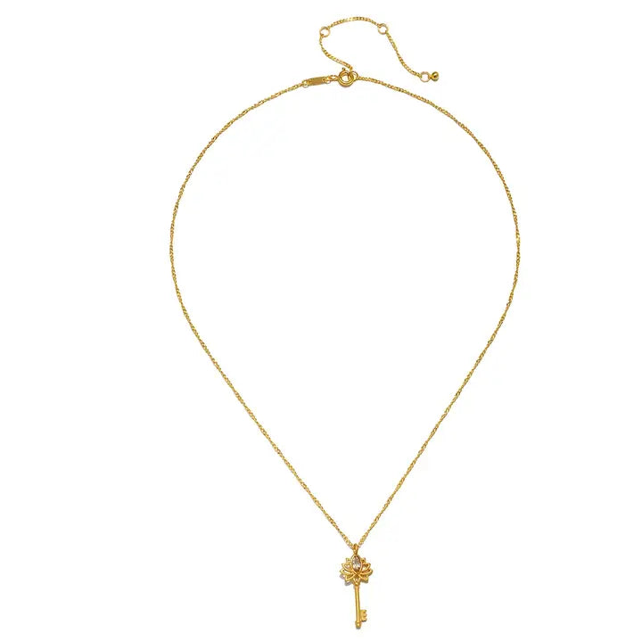 Key to My Heart White Topaz Key Necklace