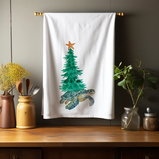 Christmas Turtle Kitchen Towel