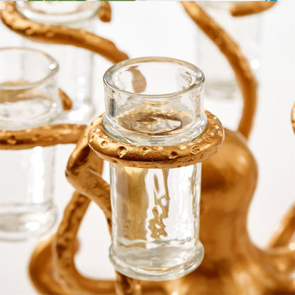 Golden Bronze Octopus Shot Glass Holder