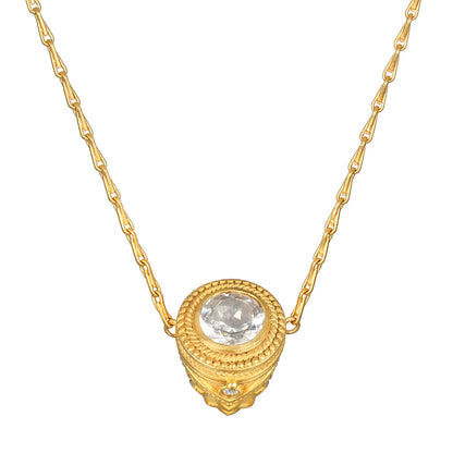 Guiding Spirit Labradorite and White Topaz Lotus Locket Necklace