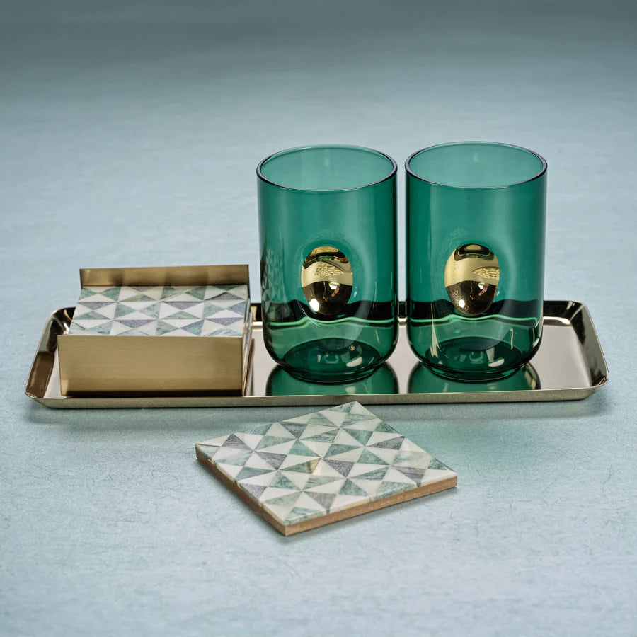 Emerald Teal Aperitivo Tumbler with Gold Accent