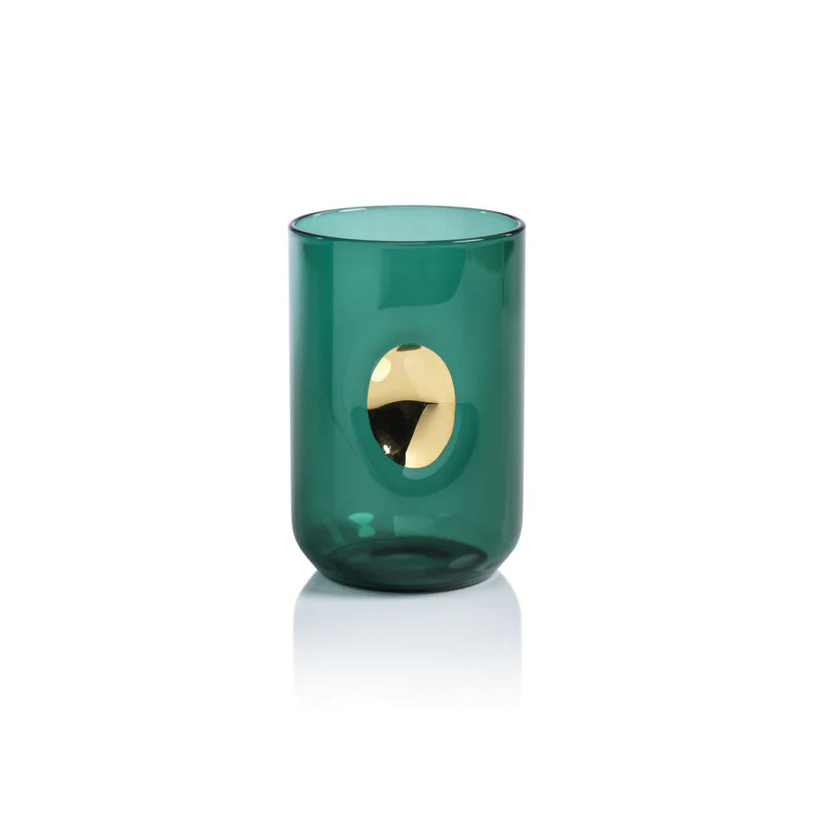 Emerald Teal Aperitivo Tumbler with Gold Accent