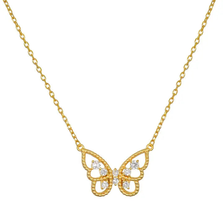Enduring Hope White Topaz Butterfly Necklace