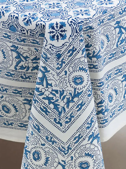 Blue Floral Tablecloth