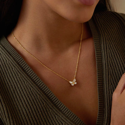 Renewed Hope Pearl Butterfly Necklace