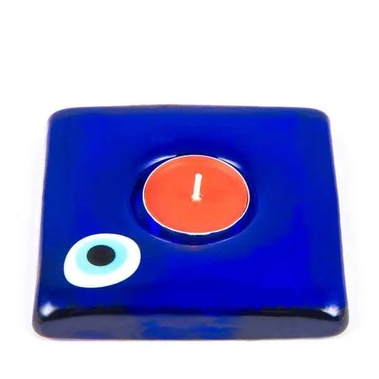 Cobalt Glass Evil Eye Candle Holder