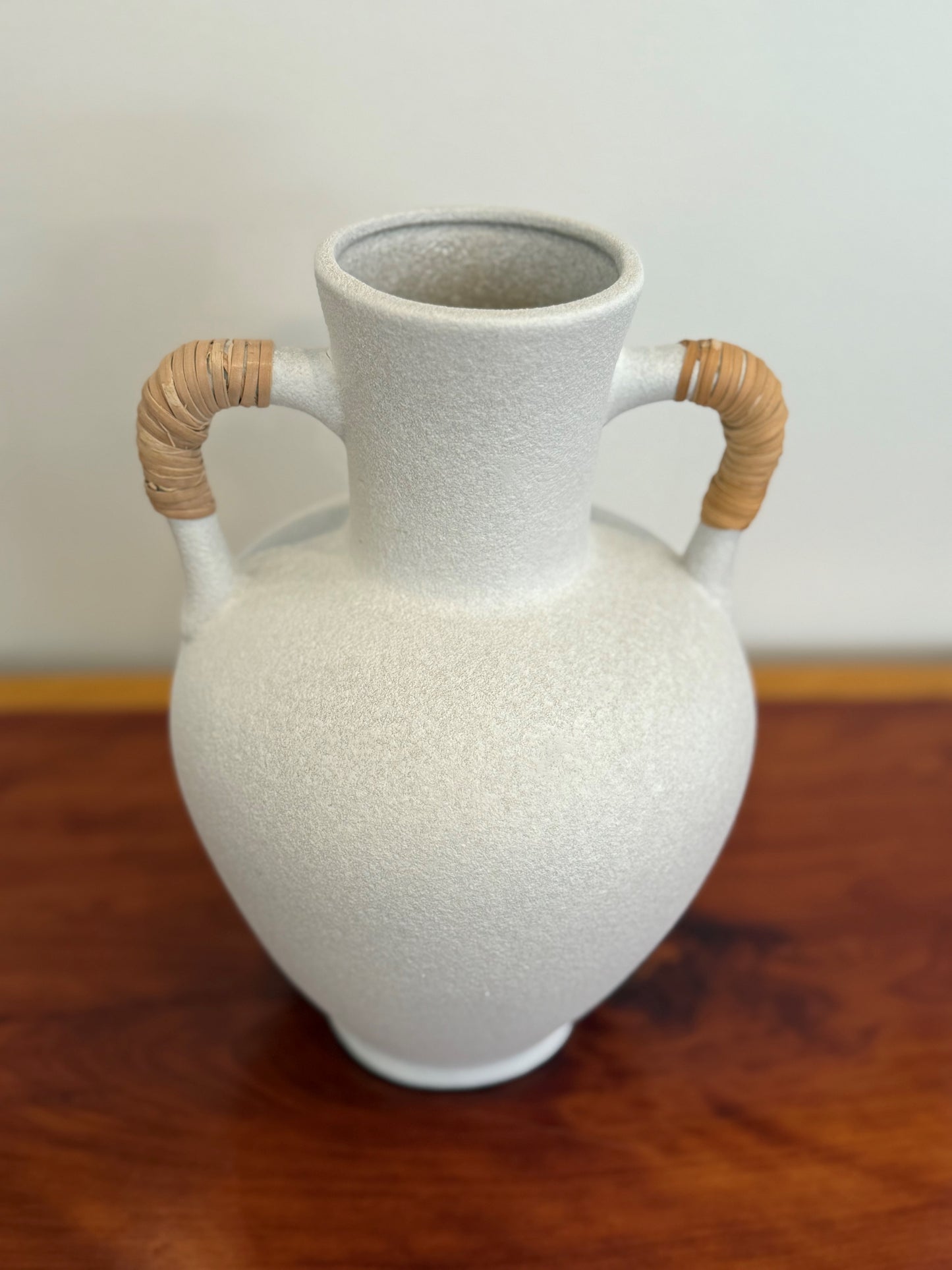 Ceramic Vase w. Wicker Handle