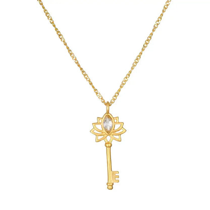 Key to My Heart White Topaz Key Necklace