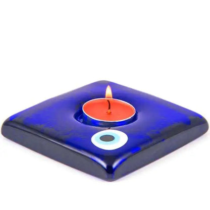 Cobalt Glass Evil Eye Candle Holder