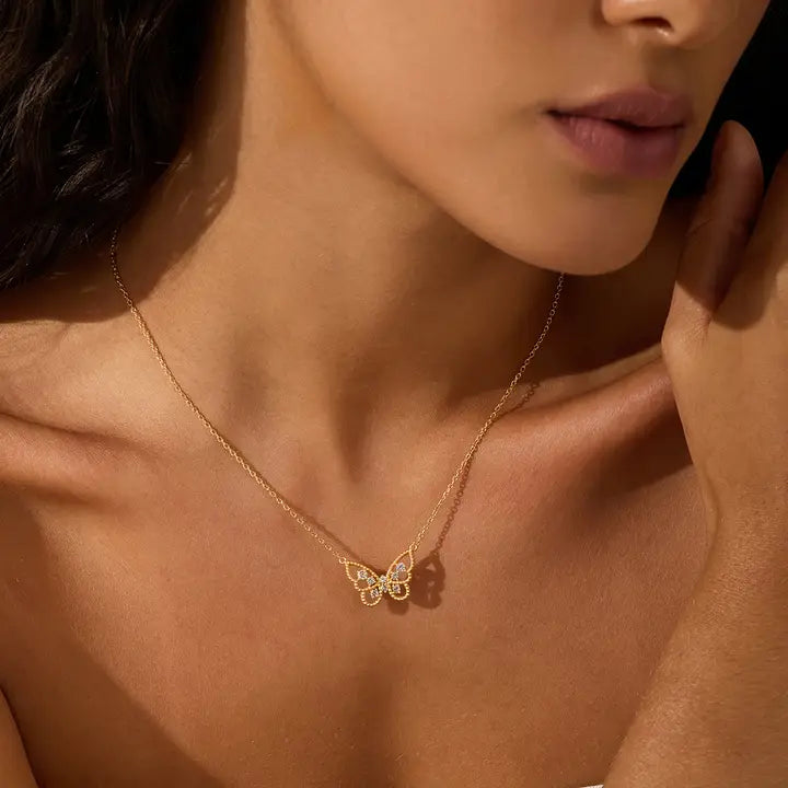 Enduring Hope White Topaz Butterfly Necklace