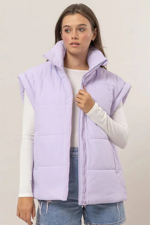 Lavender Quilted Puffer Vest