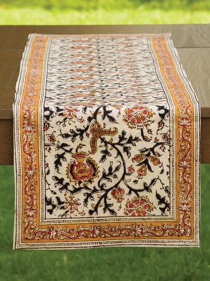 Gold & Rose Kalamkari Table Runner