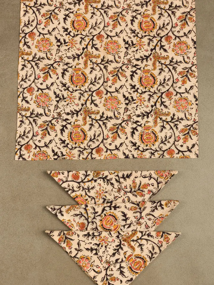 Gold & Rose Kalamkari Napkin Set