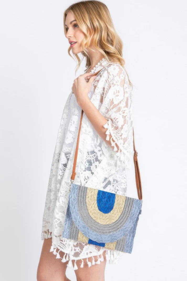 Metallic Straw Clutch Crossbody