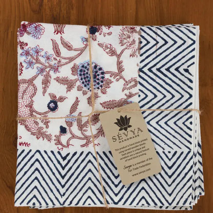 Navy & Mauve Floral Napkin Set
