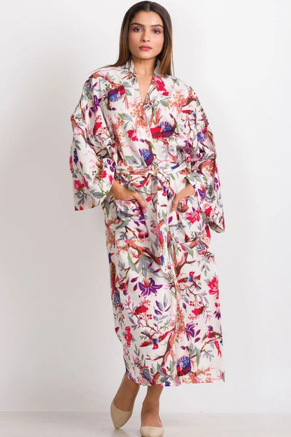 Rani Kimono Robe- Ivory Bird