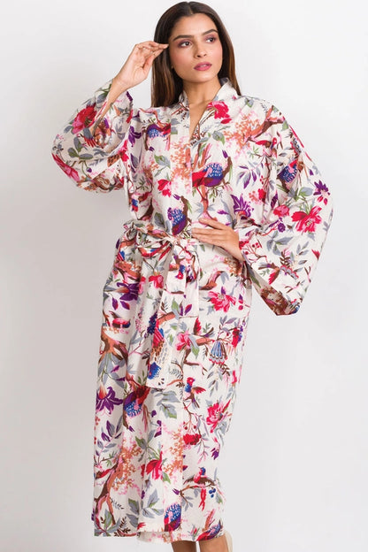 Rani Kimono Robe- Ivory Bird