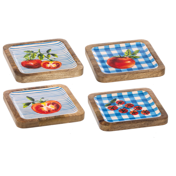 Square Tomato Tidbit Tray (Set of 4)