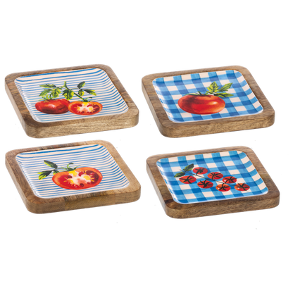 Square Tomato Tidbit Tray (Set of 4)
